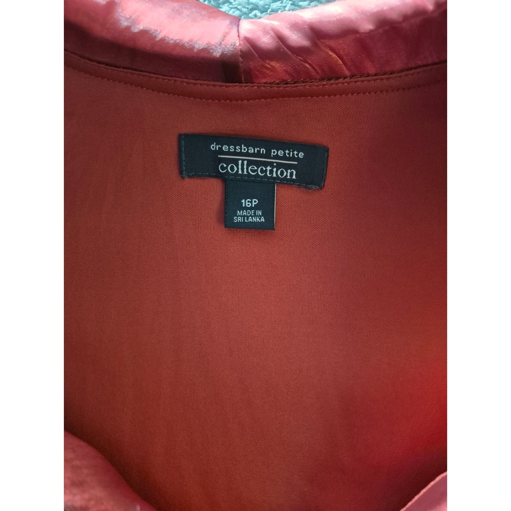 Vintage Dressbarn Petite Red Iridescent Satin Ruffle Cuff Blouse 16P NWT - Picture 5 of 5